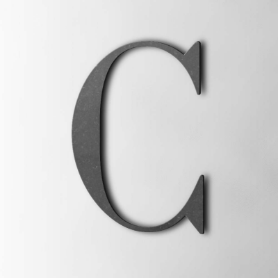 Houten Letter C Bodoni MDF Zwart - 1