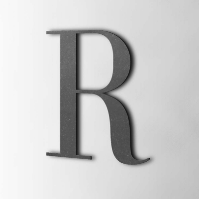 Houten Letter R Bodoni MDF Zwart - 1