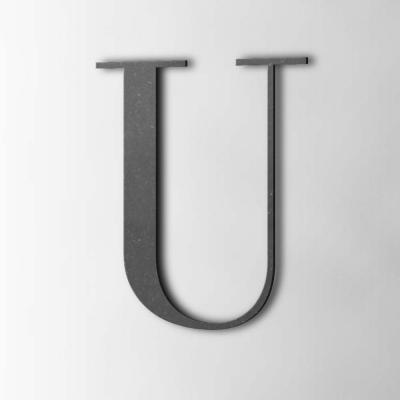 Houten Letter U Bodoni MDF Zwart - 1