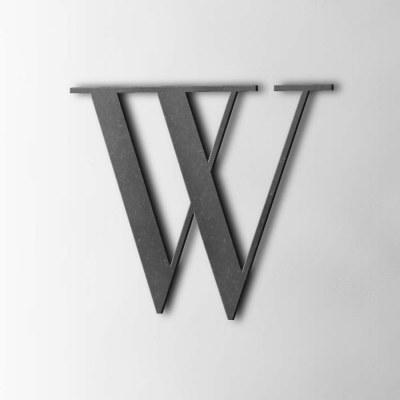 Houten Letter W Bodoni MDF Zwart - 1