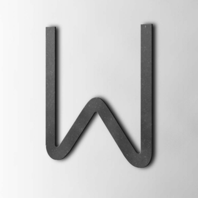 Houten Letter W Thesis MDF Zwart - 1
