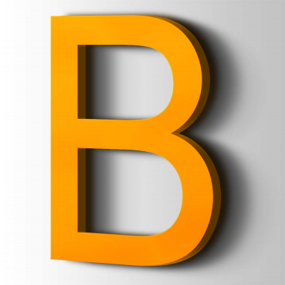 Kunststof Letter B Arial Acrylaat 1003 Signal Yellow - 1 Kunststof Letter B Arial Acrylaat 1003 Signal Yellow - 1