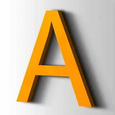 Kunststof Letter A Arial Acrylaat 1003 Signal Yellow - 1