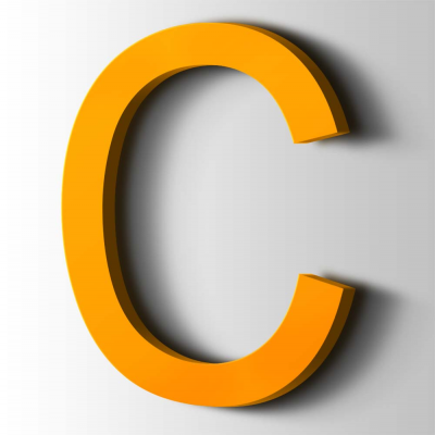 Kunststof Letter C Arial Acrylaat 1003 Signal Yellow - 1