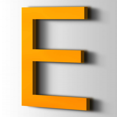 Kunststof Letter E Arial Acrylaat 1003 Signal Yellow - 1