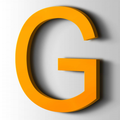 Kunststof Letter G Arial Acrylaat 1003 Signal Yellow - 1