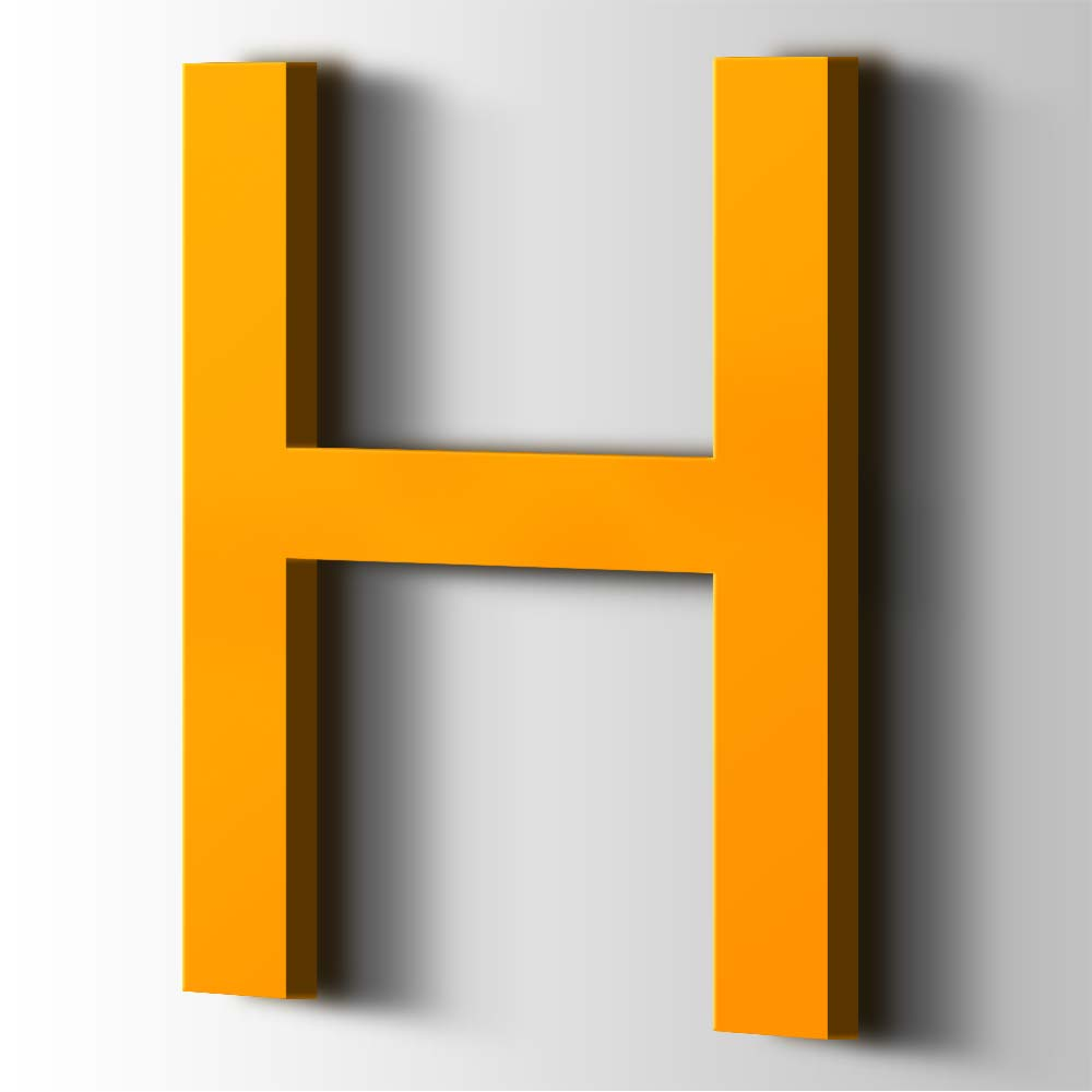 Kunststof Letter H Arial Acrylaat 1003 Signal Yellow - 1