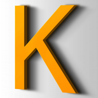 Kunststof Letter K Arial Acrylaat 1003 Signal Yellow - 1
