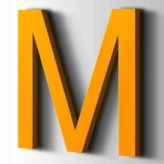 Kunststof Letter M Arial Acrylaat 1003 Signal Yellow - 1