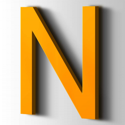 Kunststof Letter N Arial Acrylaat 1003 Signal Yellow - 1