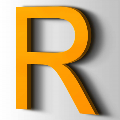 Kunststof Letter R Arial Acrylaat 1003 Signal Yellow - 1