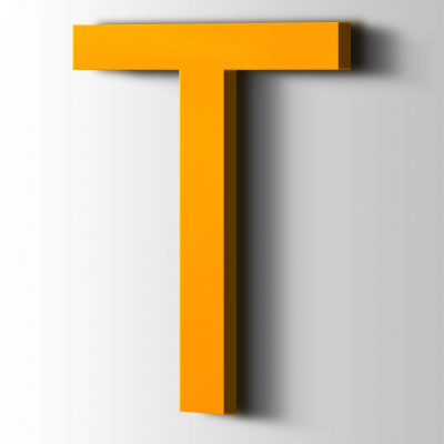 Kunststof Letter T Arial Acrylaat 1003 Signal Yellow - 1