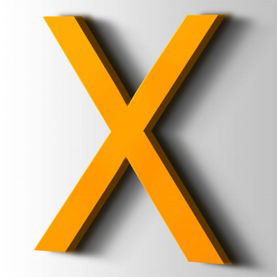 Kunststof Letter X Arial Acrylaat 1003 Signal Yellow - 1
