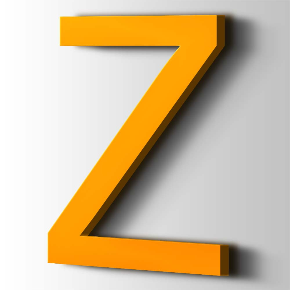 Kunststof Letter Z Arial Acrylaat 1003 Signal Yellow - 1
