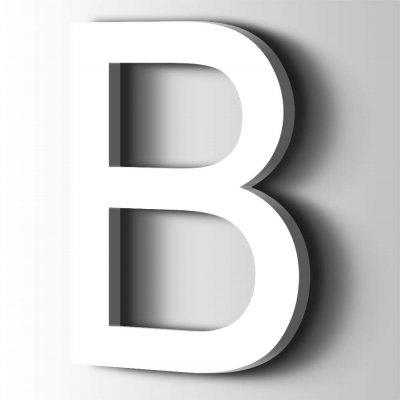 Kunststof Letter B Arial Acrylaat 9016 Traffic white - 1