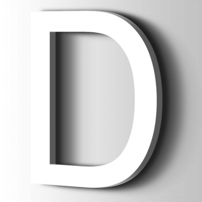 Kunststof Letter D Arial Acrylaat 9016 Traffic white - 1