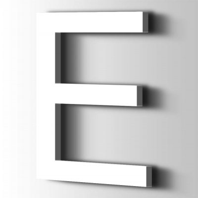 Kunststof Letter E Arial Acrylaat 9016 Traffic white - 1