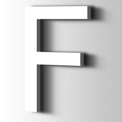 Kunststof Letter F Arial Acrylaat 9016 Traffic white - 1