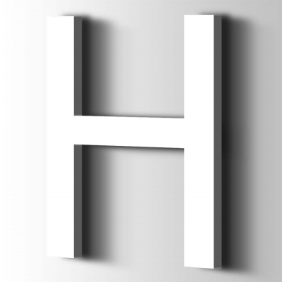 Kunststof Letter H Arial Acrylaat 9016 Traffic white - 1