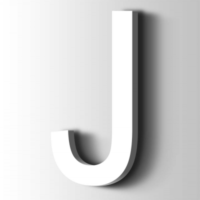 Kunststof Letter J Arial Acrylaat 9016 Traffic white - 1