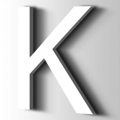 Kunststof Letter K Arial Acrylaat 9016 Traffic white - 1