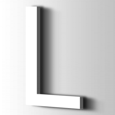 Kunststof Letter L Arial Acrylaat 9016 Traffic white - 1