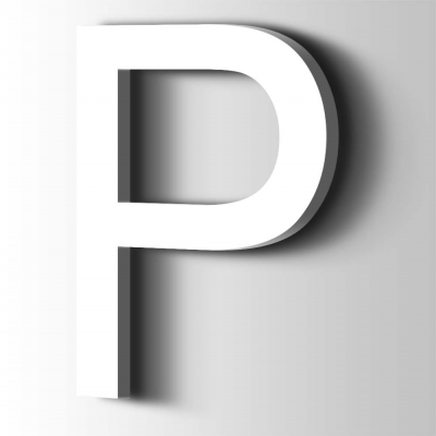 Kunststof Letter P Arial Acrylaat 9016 Traffic white - 1