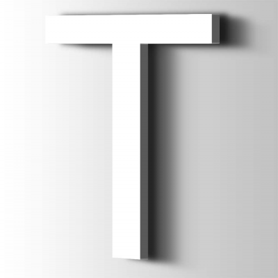 Kunststof Letter T Arial Acrylaat 9016 Traffic white - 1