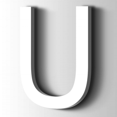 Kunststof Letter U Arial Acrylaat 9016 Traffic white - 1
