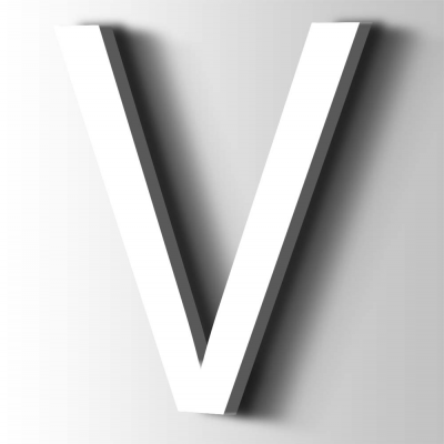 Kunststof Letter V Arial Acrylaat 9016 Traffic white - 1