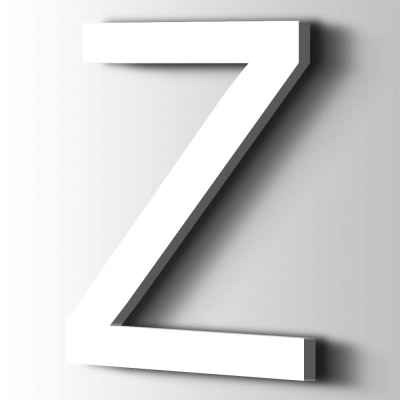 Kunststof Letter Z Arial Acrylaat 9016 Traffic white - 1