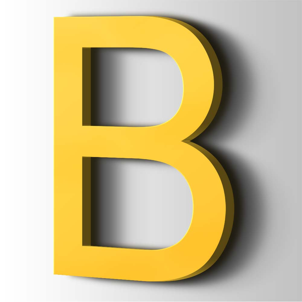 Kunststof Letter B Arial Acrylaat 1018 Zinc Yellow - 1