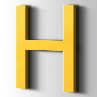 Kunststof Letter H Arial Acrylaat 1018 Zinc Yellow - 1