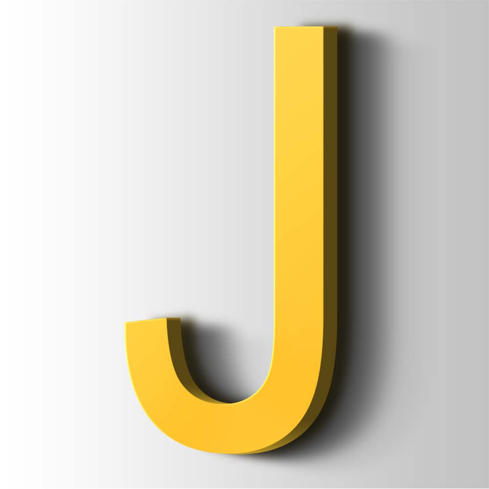 Kunststof Letter J Arial Acrylaat 1018 Zinc Yellow - 1