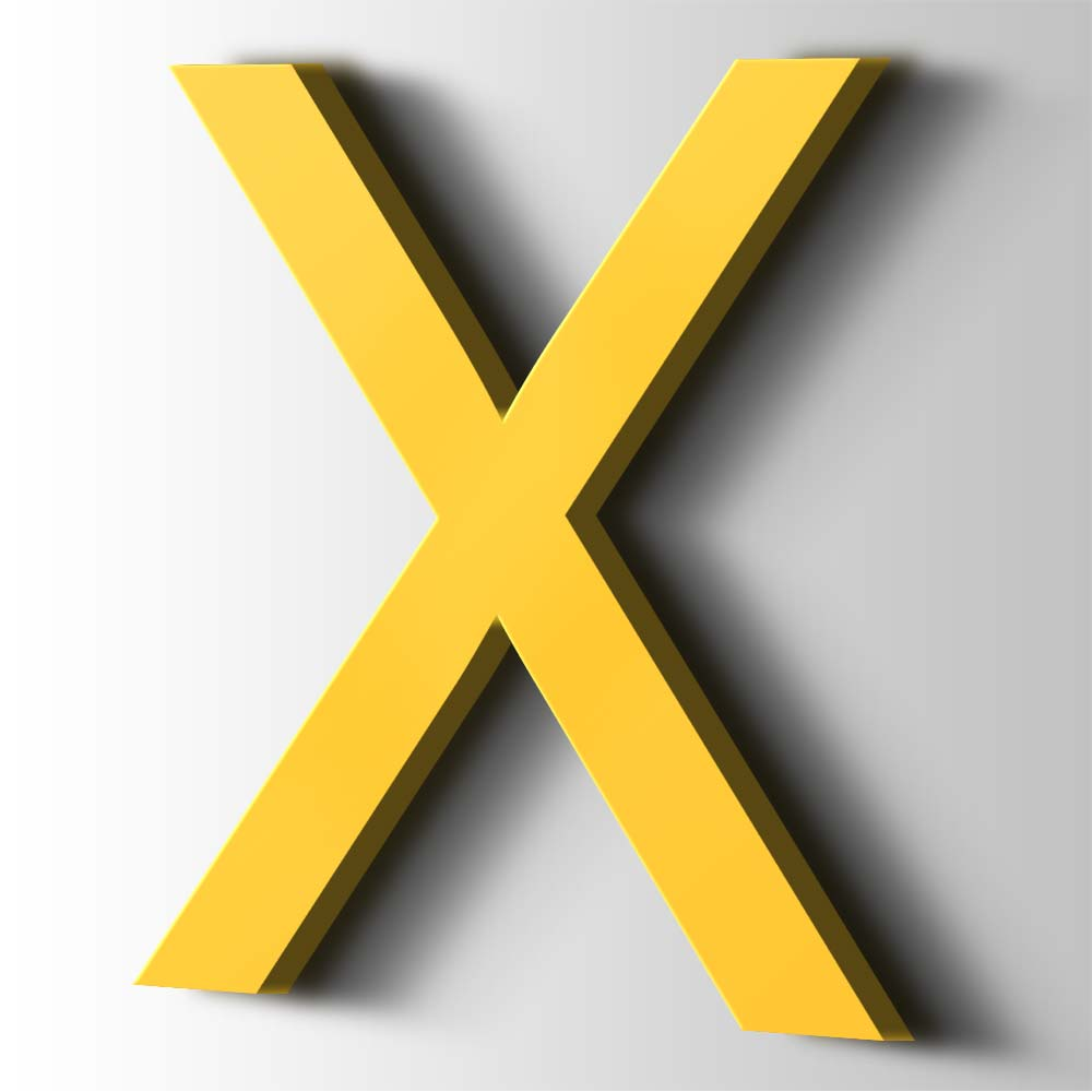 Kunststof Letter X Arial Acrylaat 1018 Zinc Yellow - 1