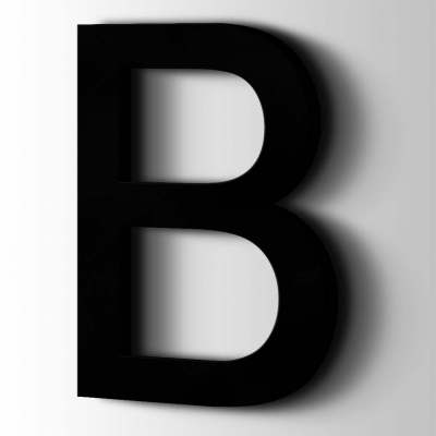 Kunststof Letter B Arial Acrylaat 9005 Jet Black - 1
