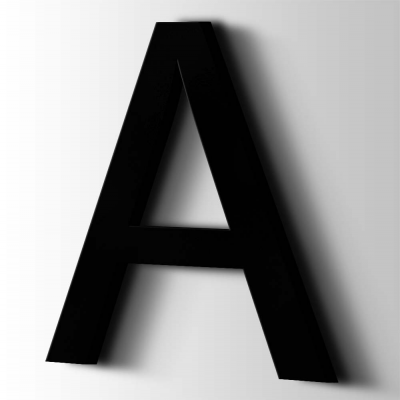 Kunststof Letter A Arial Acrylaat 9005 Jet Black - 1