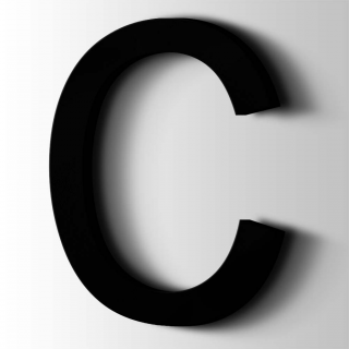 Kunststof Letter C Arial Acrylaat 9005 Jet Black - 1