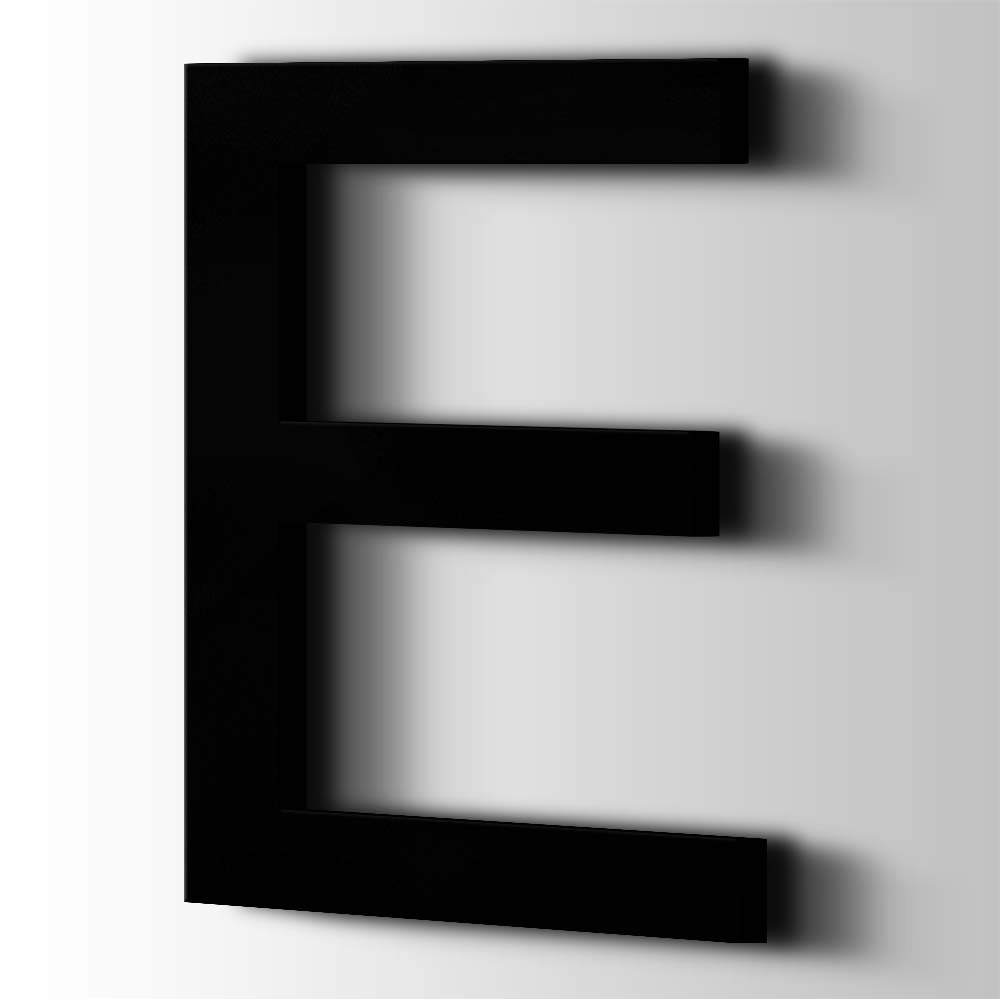 Kunststof Letter E Arial Acrylaat 9005 Jet Black - 1