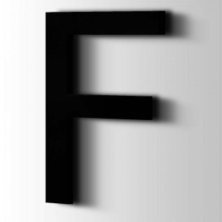 Kunststof Letter F Arial Acrylaat 9005 Jet Black - 1