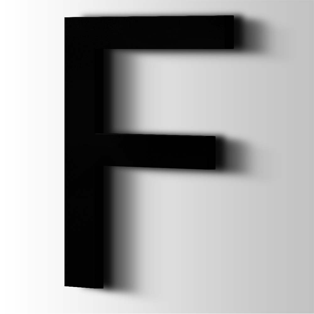 Kunststof Letter F Arial Acrylaat 9005 Jet Black - 1