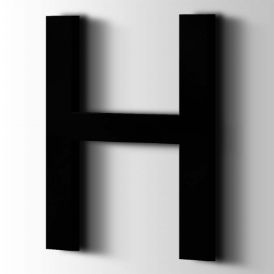 Kunststof Letter H Arial Acrylaat 9005 Jet Black - 1