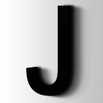 Kunststof Letter J Arial Acrylaat 9005 Jet Black - 1