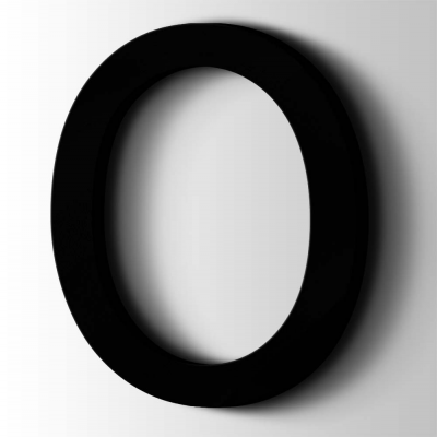 Kunststof Letter O Arial Acrylaat 9005 Jet Black - 1 Kunststof Letter O Arial Acrylaat 9005 Jet Black - 1