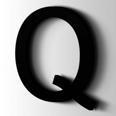 Kunststof Letter Q Arial Acrylaat 9005 Jet Black - 1 Kunststof Letter Q Arial Acrylaat 9005 Jet Black - 1
