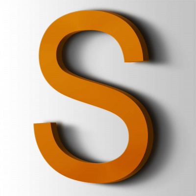 Kunststof Letter S Arial Acrylaat 2004 Pure Orange - 1
