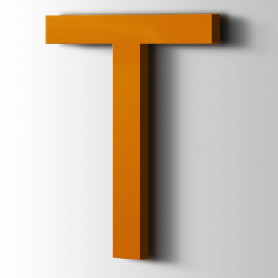 Kunststof Letter T Arial Acrylaat 2004 Pure Orange - 1