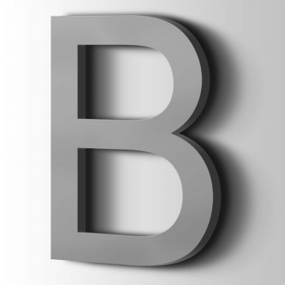 Kunststof Letter B Arial Acrylaat 7040 Window Grey - 1