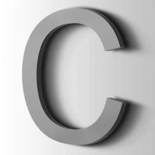 Kunststof Letter C Arial Acrylaat 7040 Window Grey - 1