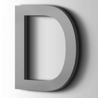 Kunststof Letter D Arial Acrylaat 7040 Window Grey - 1